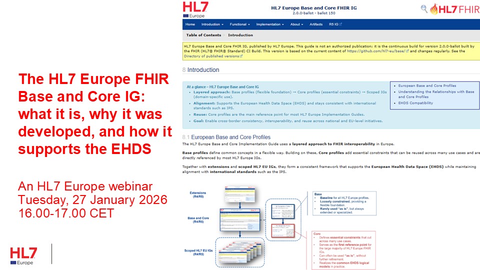 Webinar: The HL7 Europe FHIR Base and Core IG: what it is, why it was developed, and how it supports the EHDS